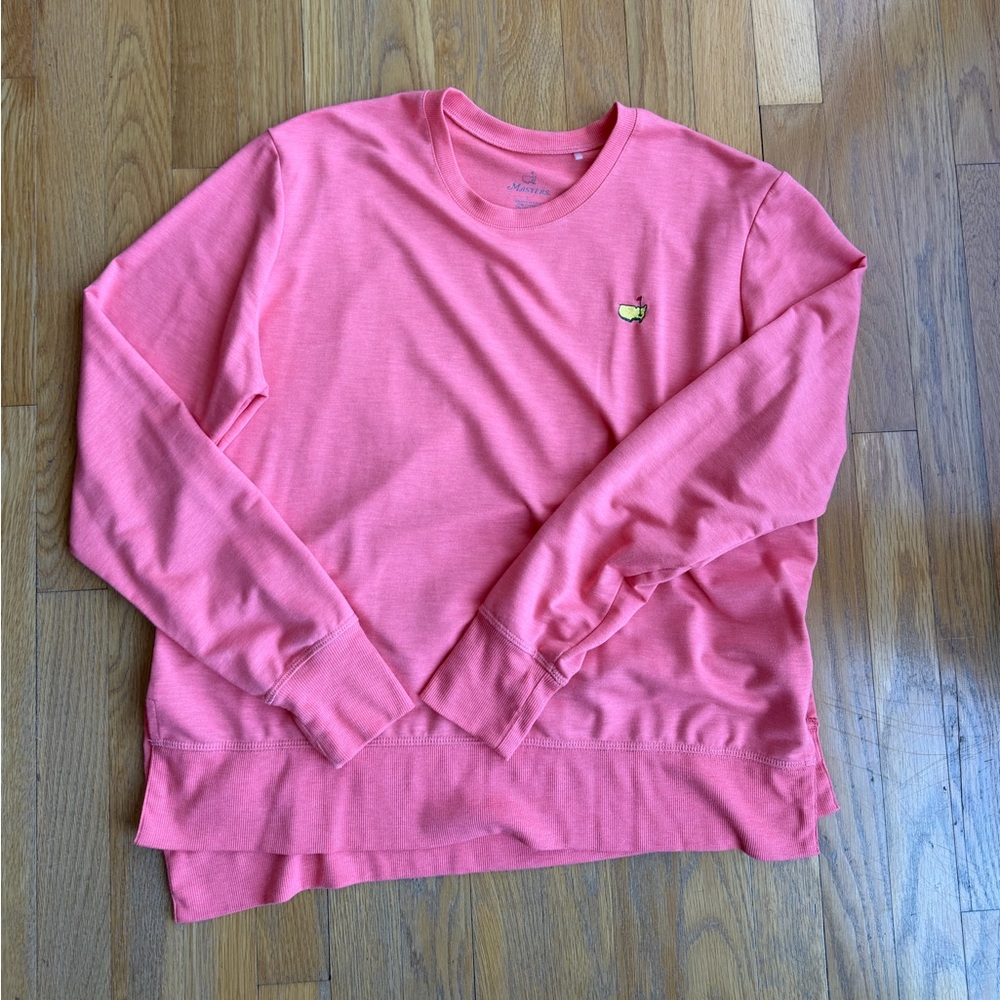 Masters Coral Crewneck Sweatshirt with Small Yellow Logo